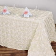 thumbnail image 3 of BalsaCircle Raised 90" x 156" Satin Rectangle Tablecloth Rosette Floral Dinner Kitchen Ivory, 3 of 3