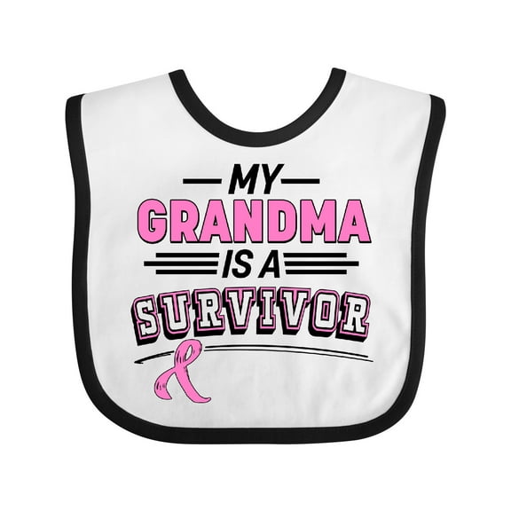 Inktastic My Grandma is a Survivor Breast Cancer Awareness Boys or Girls Baby Bib