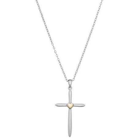 Lavaggi Jewelry Sterling Silver Heart Of The Cross Pendant Necklace, 18 Chain