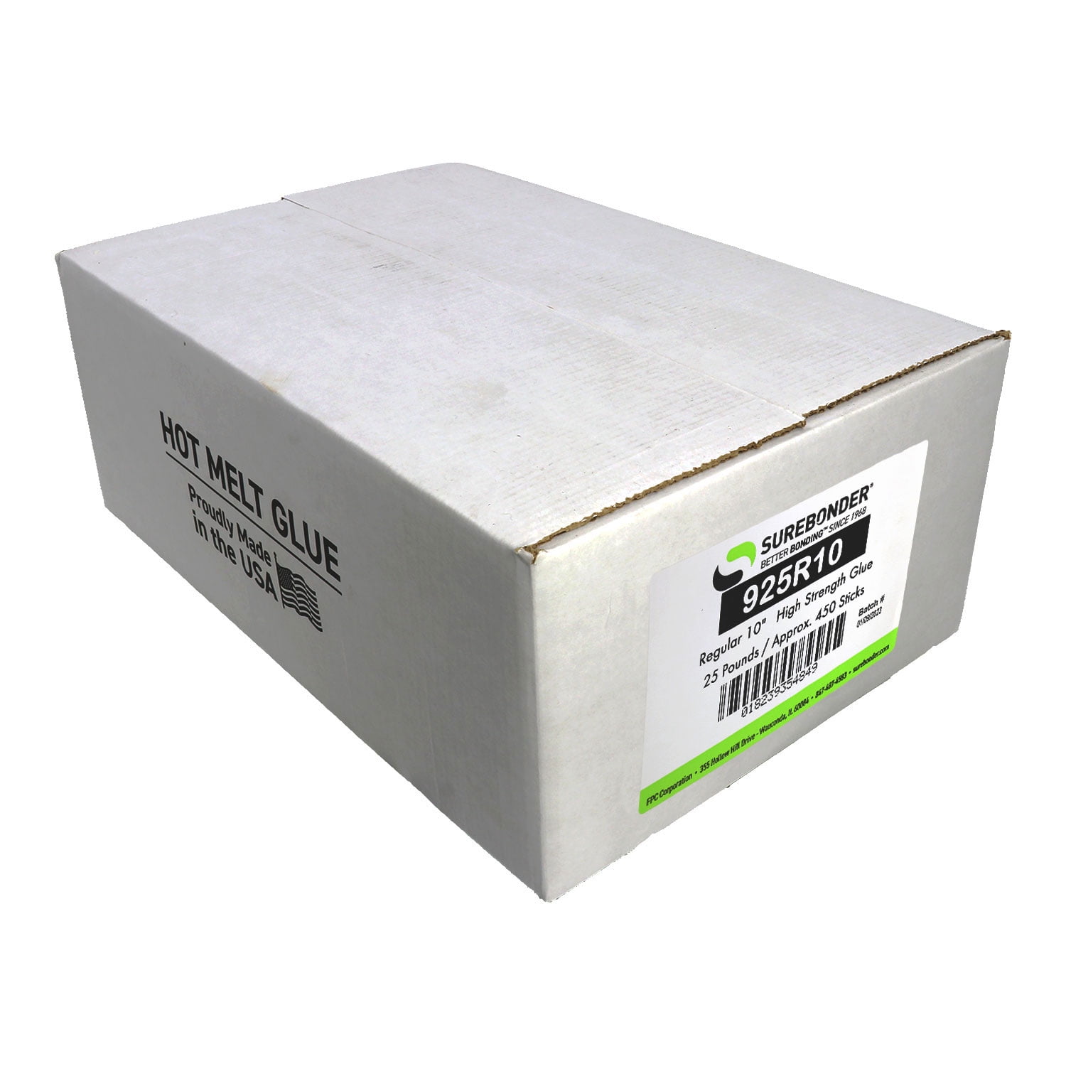 925R10 High Performance 1Minute Open Time Acrylic Hot Melt Glue Sticks - 7/16" x 10" | 25 Lb Box