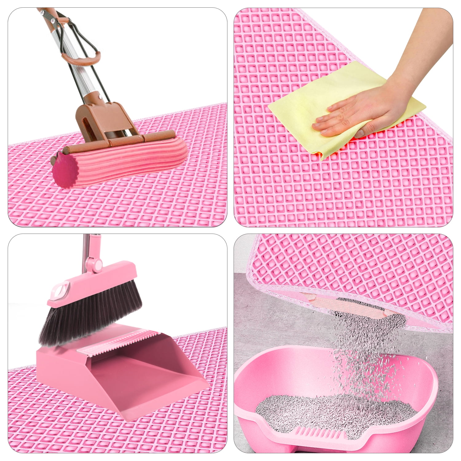 Pefilos Double Layer Anti Tracking Waterproof Cat Litter Trapping Mat Pink Pefilos Double Layer Anti Tracking Waterproof Cat Litter Trapping Mat Pink