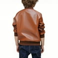 thumbnail image 5 of NAISIBABY Boys PU Leather Bomber Jacket 12T, Handsome Long Sleeve Zipper 2025 Fashion Motorcycle Coat Brown(2-16T), 5 of 8