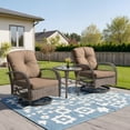 thumbnail image 2 of SEGMART 3 PCS Patio Swivel Rocker Set, PE Rattan Swivel Bistro Table Set, Outdoor Conversation Set with Glass Tabletop and Cushions for Balcony Patio Deck Poolside, 2 of 8