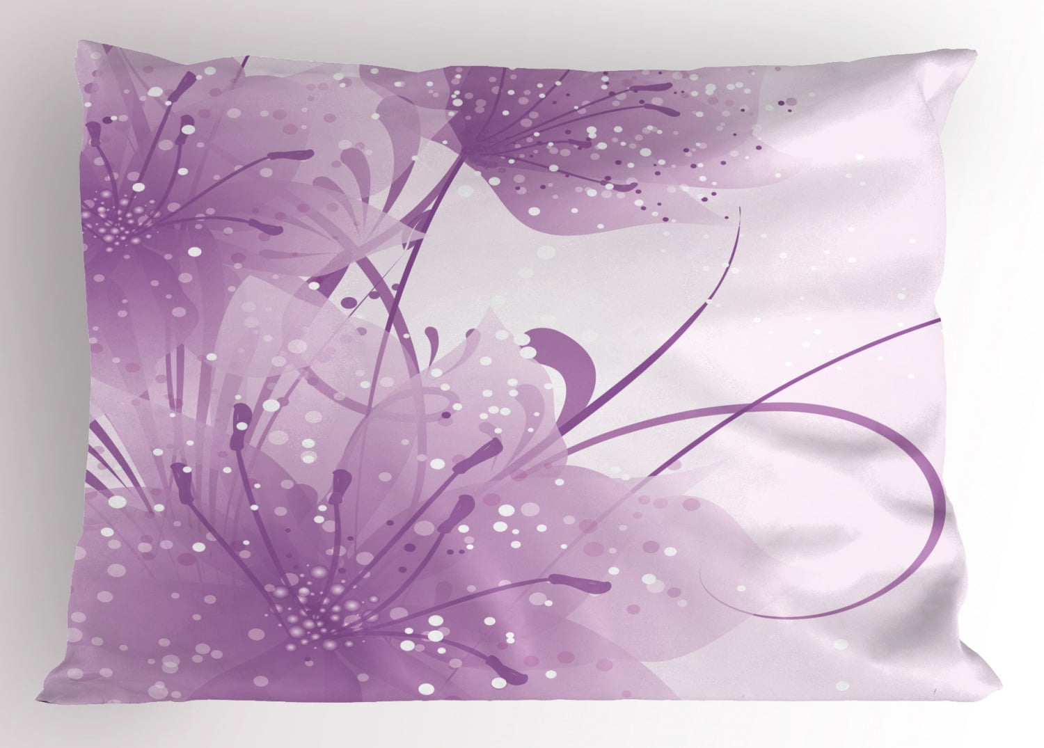 Ambesonne Purple Flower Microfiber Pillow Shams, Standard/Queen