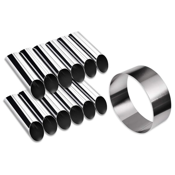 DS. DISTINCTIVE STYLE Cannoli Tubes Kit 12 Pieces Stainless Steel Canolli Shell Molds with Cake Ring Mold DIY Canoli Forms for Baking