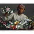 thumbnail image 3 of Frédéric Bazille 14x12 Black Modern Framed Museum Art Print Titled - Young Woman with Peonies (1870), 3 of 5