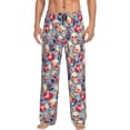 thumbnail image 1 of Fotbe music Skull record Retro Pantalones de Pijama para Hombre, Pantalones de Dormir, Pantalones de Casa con Cintura Ajustable y Bolsillos-Small, 1 of 6