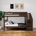 thumbnail image 2 of Max & Lily Twin over Twin Bunk Bed for Kids, Solid Wood Bunk Beds with Stairs and Storage, Walnut, 2 of 12