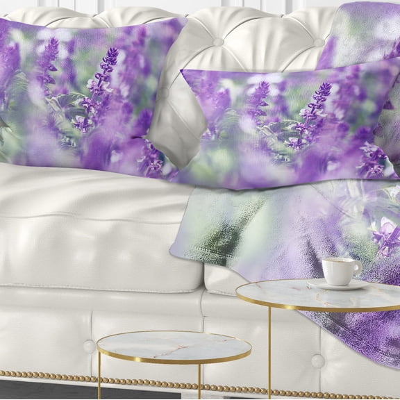 Designart 12" x 20" Purple Polyester Throw Pillow