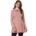 thumbnail image 1 of Abrigo Largo De Invierno Con Cuello Peter Pan Y Doble Botonadura Para Mujer Rosa Empolvado S, 1 of 6