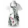 thumbnail image 3 of Japanese Apron Natural Sacred Bamboo Stems Cherry Blossom Japanese Inspired Folk Print, Unisex Kitchen Bib Apron with Adjustable Neck for Cooking Baking Gardening, Dark Green Fuchsia, by Ambesonne, 3 of 3