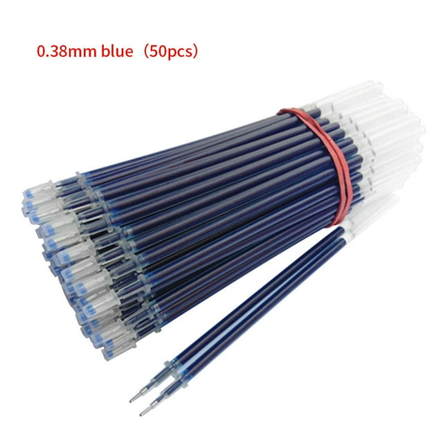 kurtrusly Pen Refills Replacement Writing Refills Quick-dry Stationery Pen Supplies, Blue, 0.38mm Needle, 50pcs