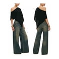 thumbnail image 2 of LMLYSoH Women Knit Poncho Loose Solid Off One Shoulder Irregular Hem Coverup Tops Casual Asymmetrical Shrug Sweaters, 2 of 3