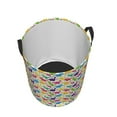 thumbnail image 3 of Balery Colorful Dinosaurs Round Laundry Basket with Handles Waterproof Freestanding Laundry Hamper for Clothes Toys in the Dorm and Family-Medium, 3 of 8