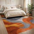 thumbnail image 3 of ODIKA 8'x10' Machine Washable Non-Slip Area Rug, Chic Abstract in Burnt Orange and Slate Grey Design High Traffic Rug, Orange, 104662, 3 of 7