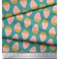 thumbnail image 3 of Soimoi Green polyester Crepe Fabric Strawberry Fruits Printed Craft Fabric by the Yard 42 Inch Wide, 3 of 3
