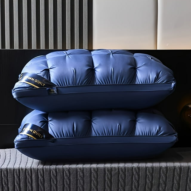 Luxury Plush Hotel-Style Bed Pillow - Extra Large Deep Comfort, Soft & Pressure-Resistant, Zippered Removable Polyester Cover, Machine Washable, All-Season Elegant Bed Cushion for Home