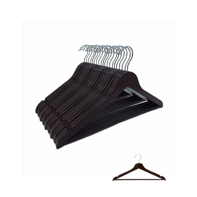 20 Ganchos Para Ropa Madera Premium ZOMILUX Perchas para Pantalones con Barra Antideslizante Gancho Giratorio 360°, Caoba