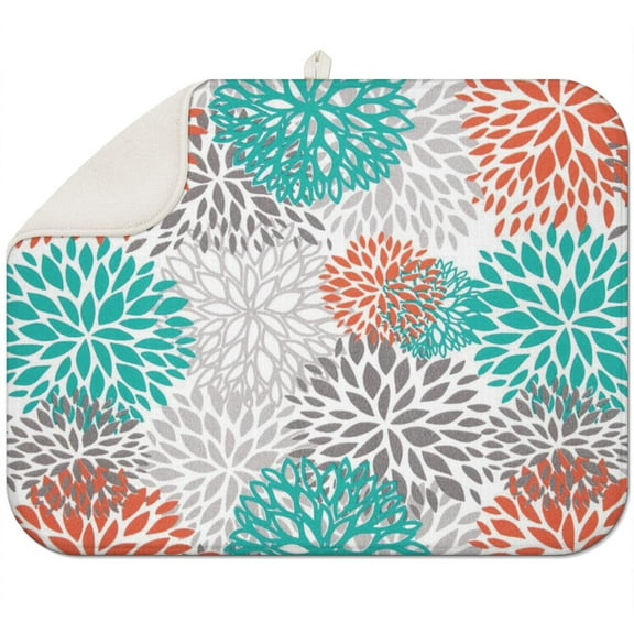 Bohemian Boho Kitchen Drying Mat - Super Absorbent Microfiber Dish Drying Pad with Boho Theme - Foldable Heat Resistant Countertop Mat for Dishes 18"x24"
