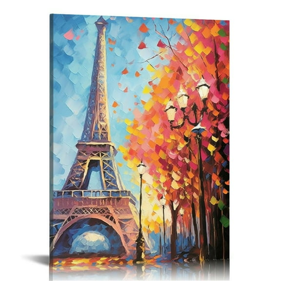 JRXY Paris Eiffel Tower Wall Art Paris Pictures Wall Decor Paris Eiffel Tower Canvas Painting Print Artwork Modern Home Decorations Framed for Living room Bedroom Office  pattern1