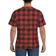 thumbnail image 3 of Qekee Red Black Plaid Classic Fit T-Shirt Men's Shirt Men's Tight Short Sleeves for Exercise, Running, Mountaineering - Red Black Plaid, 3 of 9
