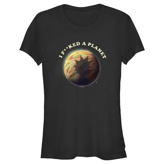 Junior's Rick And Morty Gaia and Rick I F**ked a Planet Graphic Tee Black 2X Large