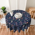 thumbnail image 4 of Spring Floral Tablecloth Round 60 Inches Farmhouse Navy Blue Background Wildflower Round Tablecloth Polyester Washable Table Cover Table Cloth for Kitchen Dining Room Picnic Patio Party, 4 of 6