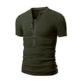 thumbnail image 1 of Leutsin Men's Cotton Undershirt Men's Summer Casual V-Neck Solid Button T-shirt Short Sleeve Top Blouse, 1 of 4
