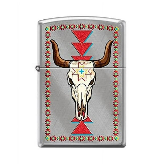 Zippo Lighter- Skull Design Windproof Lighter (Longhorn Skull #Z6036)