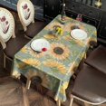 thumbnail image 2 of Green Sunflower Pattern Rectangle Tablecloth 60"x120",Waterproof Polyester Rectangle Table Cloth, Wipeable Spillproof Polyester Tablecloth for Dining, Camping, Indoor and Outdoor, 2 of 6