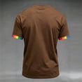 thumbnail image 5 of Men's We The People Means Everyone Polo Shirt with Rainbow Fist Graphic and Colorful Collar Trim Featuring Short Sleeves Coffee L, 5 of 5