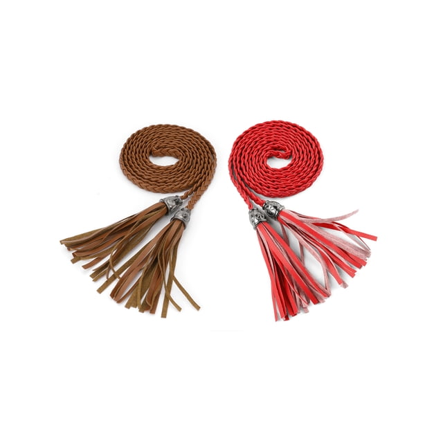 Unique Bargains Ceinture Tressée à Franges pour Femme, Ceintures Fines Tissées pour Robe
