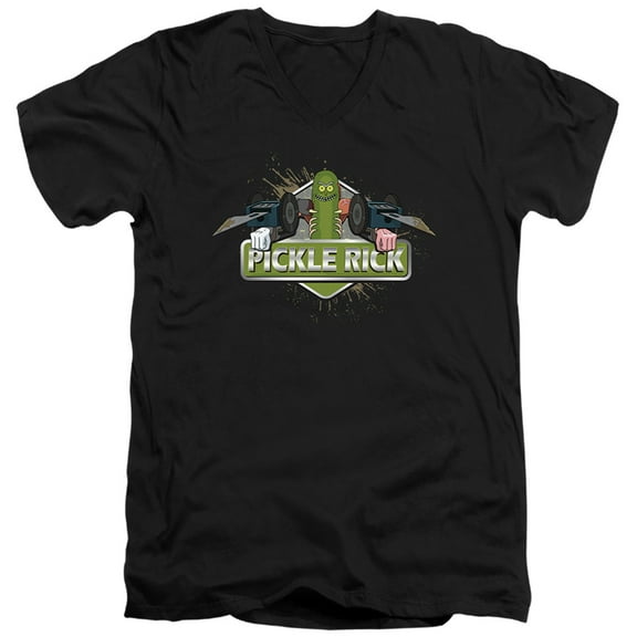 Rick and Morty Pickle Rick Unisex Adult V-Neck T Shirt, Pickle Rick, 2X-Large