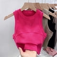 thumbnail image 4 of Crop Tops para Niñas, Camisetas sin Mangas de Cuello Redondo para Niña Casuales Ligeras de Color Sólido sin Mangas Cortas de Verano Rosadas 7-8 Años, 4 of 6