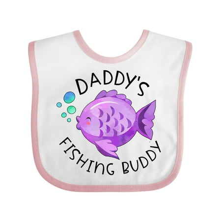 

Inktastic Daddy s Fishing Buddy with Cute Purple Fish Gift Baby Boy or Baby Girl Bib