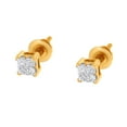 thumbnail image 4 of 10K Yellow Gold 0.25ct TDW Princess Diamond Stud Earring (J-K, I1-I2), 4 of 7