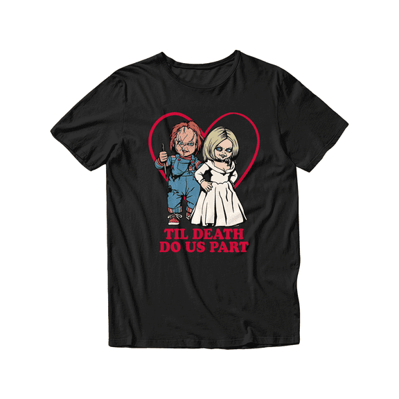 Chucky Til Death Do Us Part Couples Adult Unisex Short Sleeve T-Shirt (Black, S-2XL)
