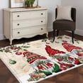thumbnail image 3 of Area Rugs 2.7'x5', Red Beige Gnomes Christmas Carpet for Living Room Bedroom Dining Room, Xmas Ball Gifts Snowflake Throw Kitchen Rugs Non Slip Washable Rectangle Indoor Outdoor Rugs, 3 of 8