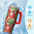thumbnail image 4 of 30oz Christmas Cup with Lid and Straw, Green Snowflakes Stainless Steel Insulated Tumbler Holiday Gifts, 4 of 5
