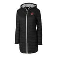 thumbnail image 2 of Women's Cutter & Buck Black Wisconsin Badgers Rainier Primaloft Eco Hooded Long Coat, 2 of 3