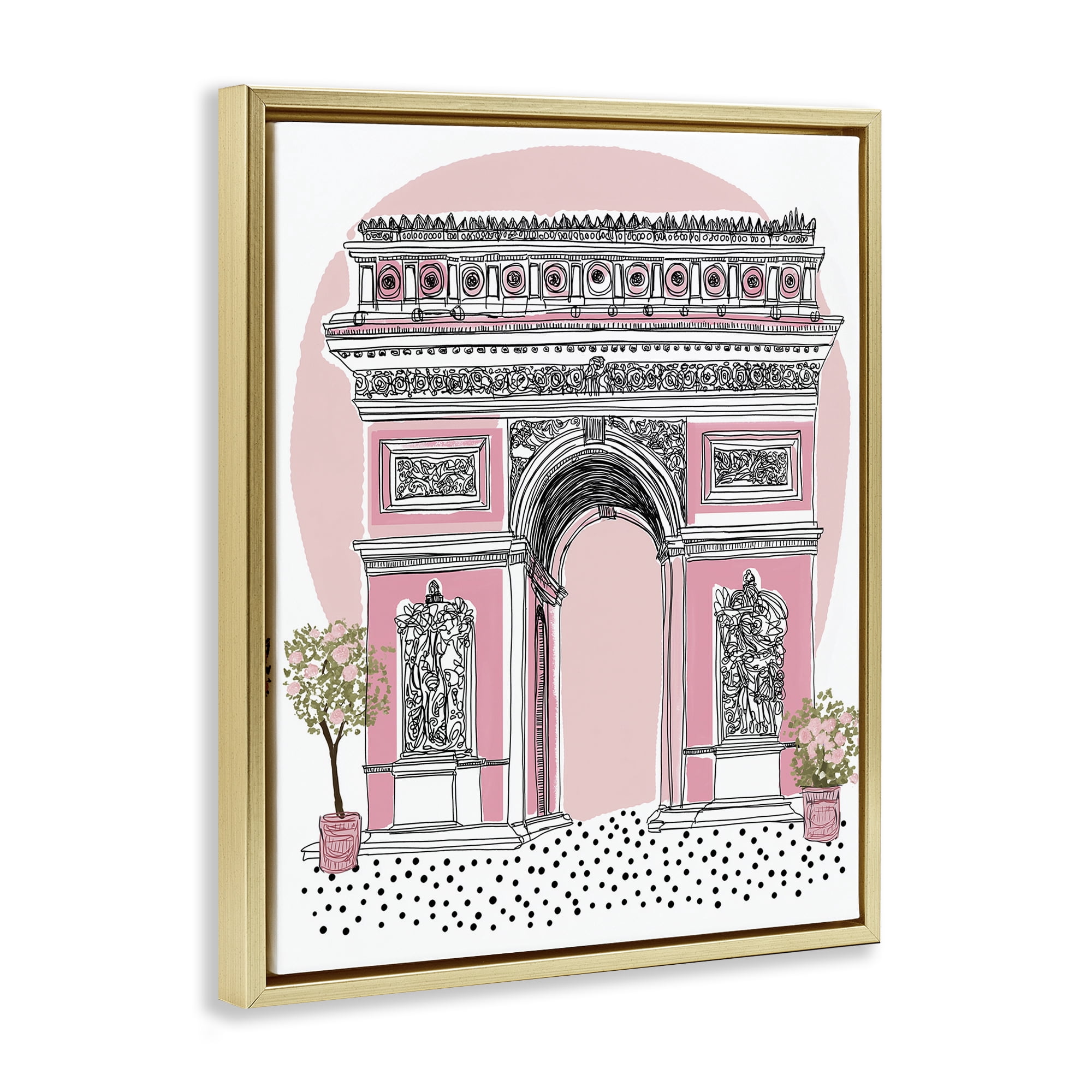Stupell Industries Pink Neoclassical Archway Gold Framed Floater Canvas Wall Art, design by Jess Stempel