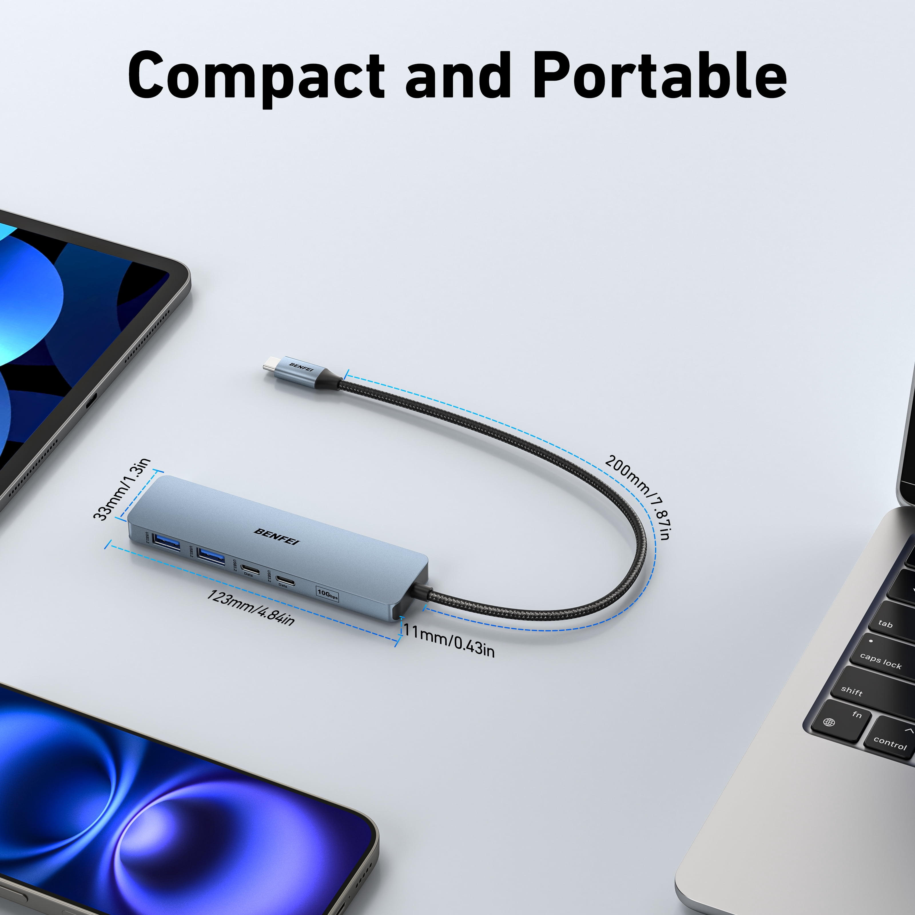 BENFEI USB C HUB 6-in-1 with HDMI(4K@60Hz), 100W Power Delivery, 10Gbps 2*USB-A and 2*USB-C