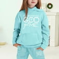 thumbnail image 2 of Utlike 2 Pcs Girls Sweatsuit 2 Piece Outfits Fall Casual Graphic Long Sleeve Hoodies Sweatshirts And Sweatpants Set Back To School Outfits For Girl Size 3 Years-4 Years Mint Green, 2 of 4