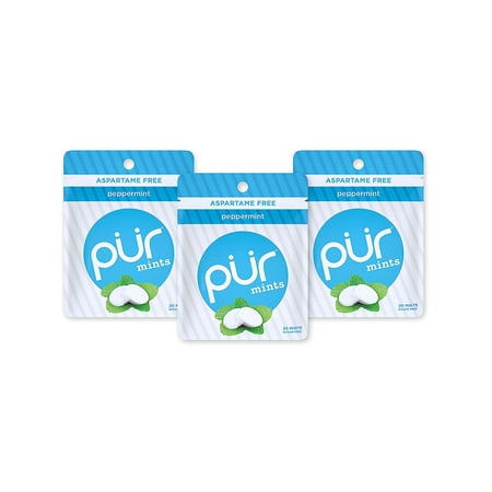 PUR Mints | Sugar Free Mints | 100% Xylitol | Vegan  Aspartame Free  Gluten Free & Diabetic Friendly | Natural Peppermint Flavored Mints  20 Pieces (Pack of 3)