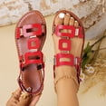 thumbnail image 5 of Sandalias Para Mujer, Walking Shoes Women, Women's Wedge Sandals Slip - On Summer Sandals With Metallic Accents Comfortable Dressy Platform Wedges Casual Daily Walking, Red 6.5, 5 of 7