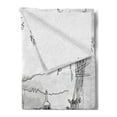 thumbnail image 2 of Sketchy Soft Flannel Fleece Blanket, Aerial View of Valley with House and Winery Elements Italian Mediterranean Art, Cozy Plush for Indoor and Outdoor Use, 60" x 80", Pale Grey Black, by Ambesonne, 2 of 5