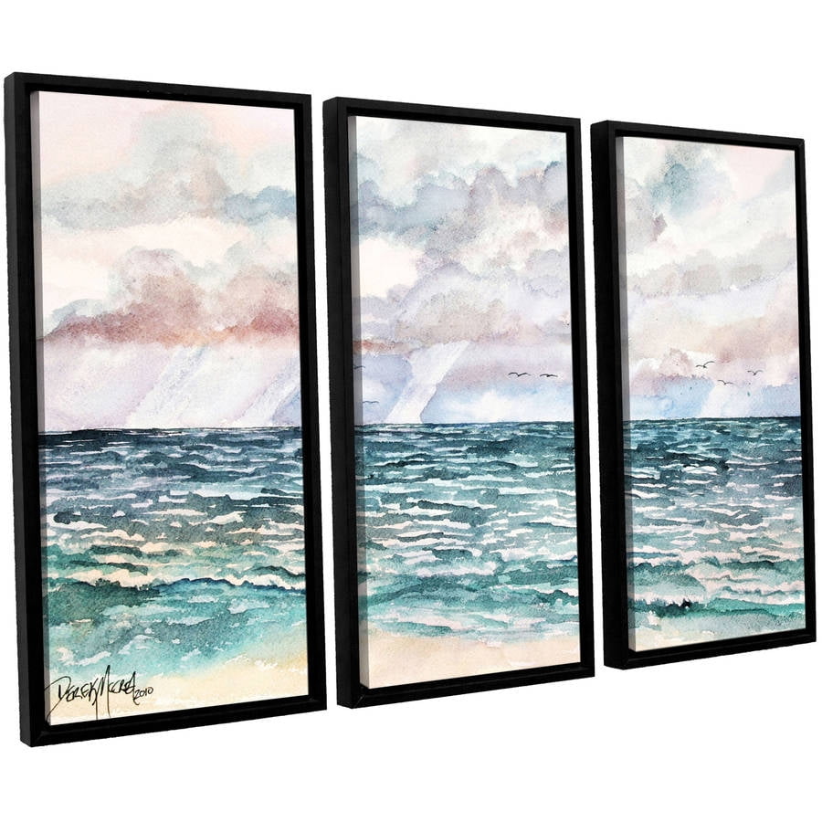 24 x 36 ArtWall 3 Piece Steve Ainsworths Lavender Sea I Floater Framed Canvas Flag Set