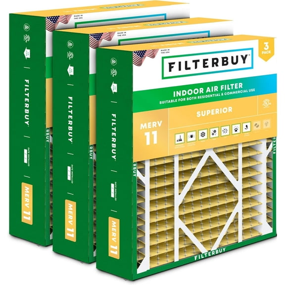 Filterbuy 20x26x5 Air Filter MERV 11 Allergy Defense, Pleated HVAC AC Furnace Filter Replacement for Electro-Air, White Rodgers & More, 3-Pack