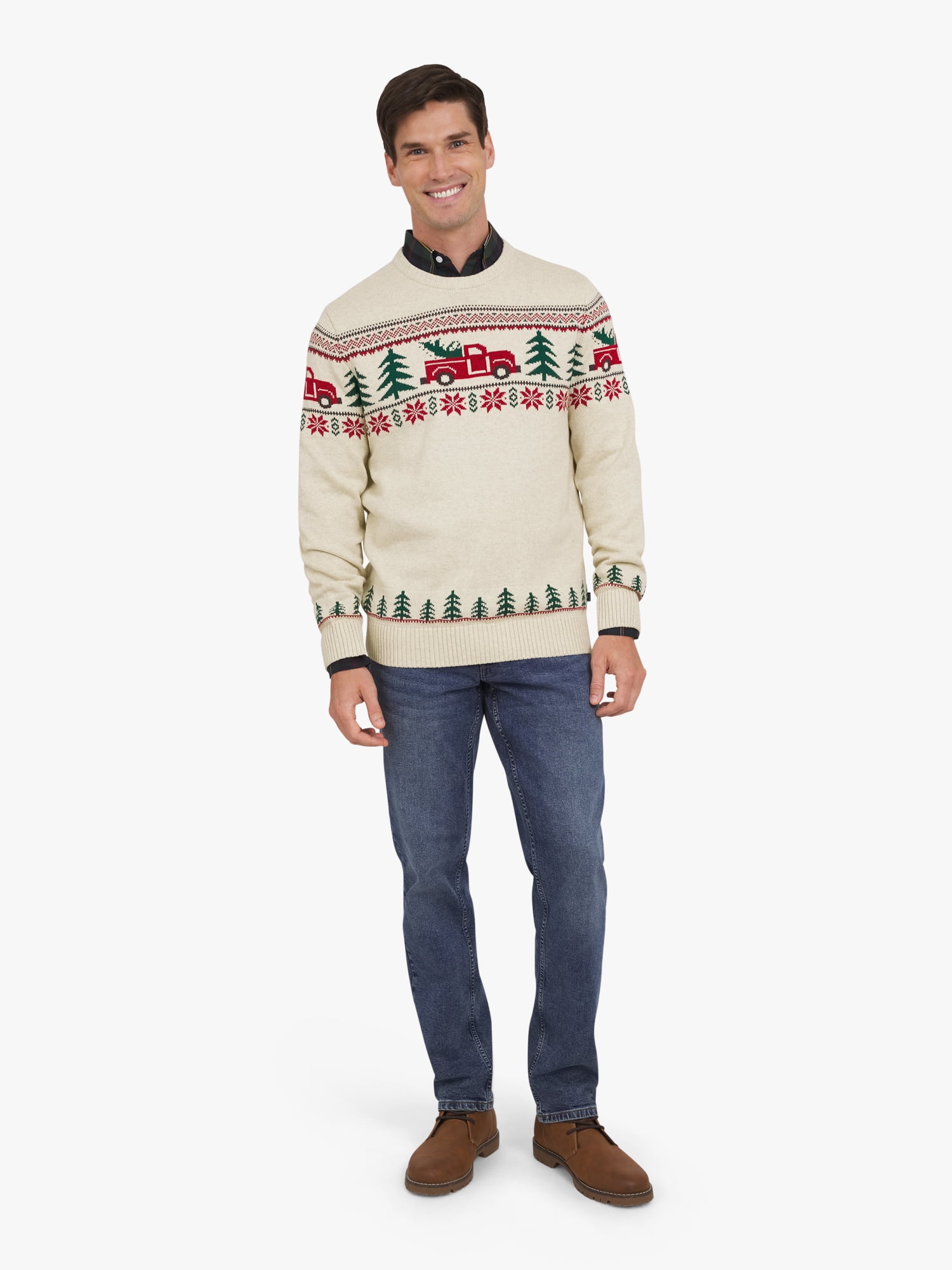 Chaps Men's & Big Men's Cotton Holiday Fairisle Crewneck Sweater, Sizes S-3XL