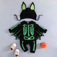 thumbnail image 2 of 2Pcs Baby Boy Girls My 1st Halloween Bat Costumes Newborn Infants Glow In The Dark Skeleton Cosplay Outfits Bodysuit Romper with Hat, 0-24 Months, 2 of 9